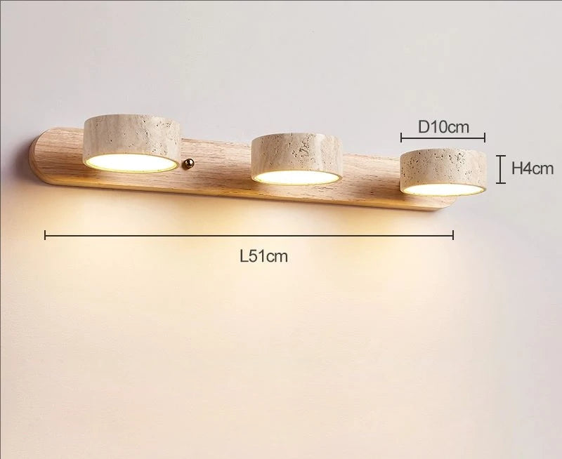 Rotatable LED Vanity Mirror Light Wabi Sabi Travertine Natural Stone Anti-Corrosion Rust-Proof Wall Lamp for Vanity Bathroom Dec