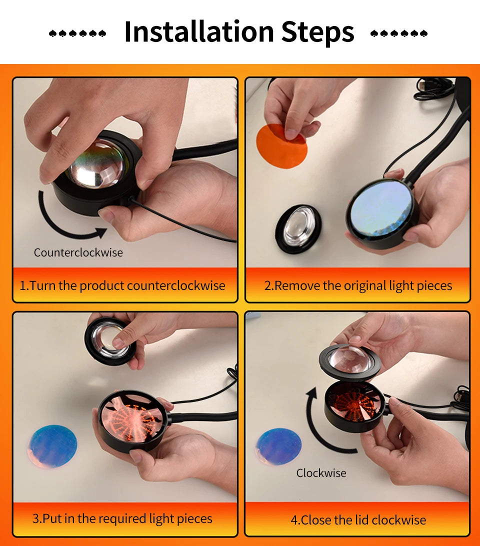 Smart Sunset Lamp RGB LED APP Remote USB Projection Light
