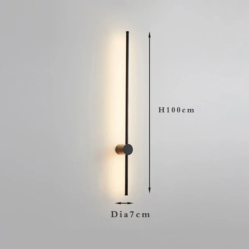 Nordic minimalist LED long wall light installed in a modern hallway with luxury interior décor.