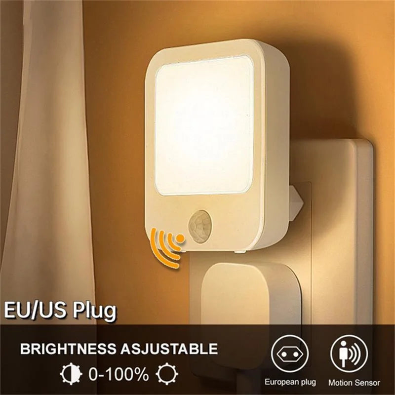 Motion Sensor Night Light EU Plug Dimmable LED Cabinet Lamp