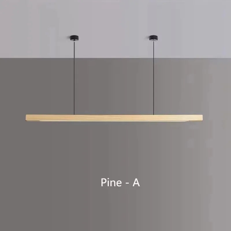 Modern LED Chandelier Black Walnut Wooden Dining Room Kitchen Island Long Hanging lights Restaurant Office Coffee Home Lighting