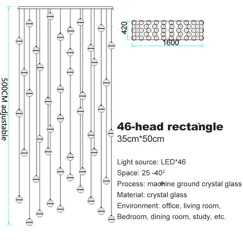 Modern spiral crystal LED chandelier cascading down a luxury staircase in a contemporary home.