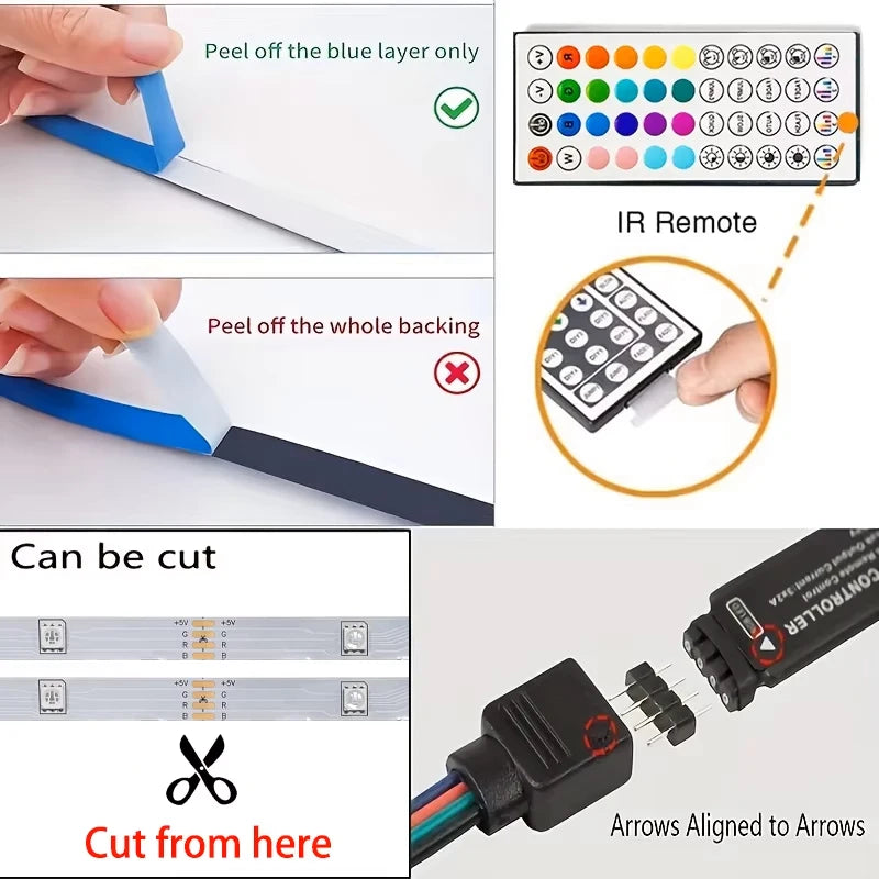 RGB LED Strip Lights APP Control Flexible Room Bedroom Light