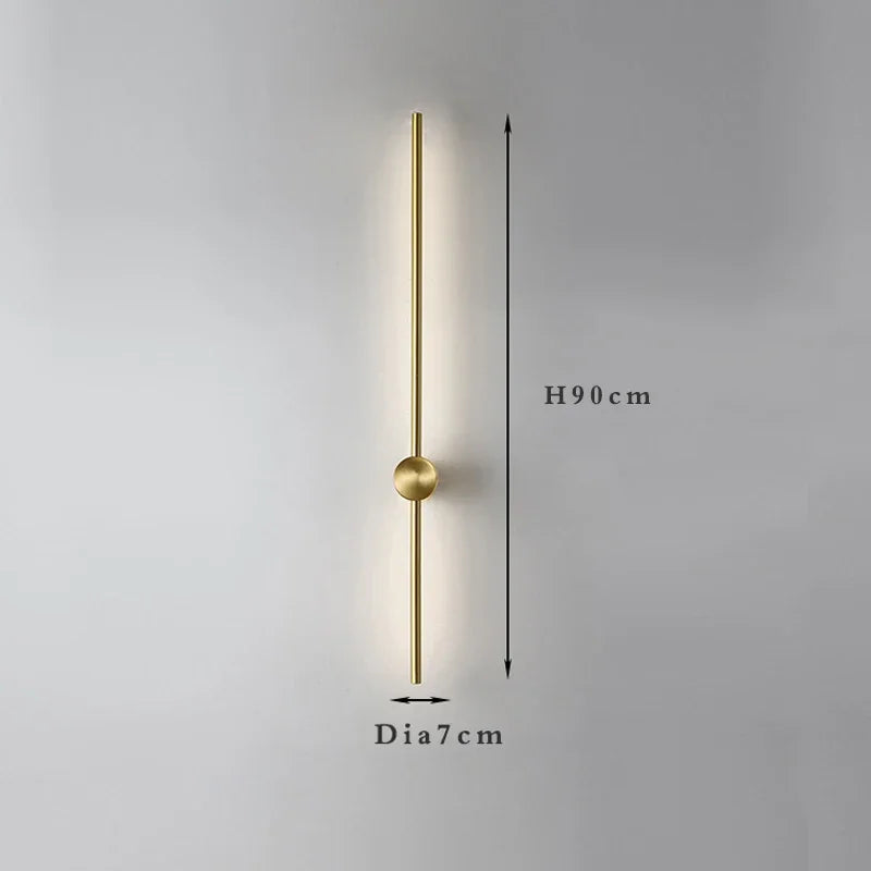 Nordic minimalist LED long wall light installed in a modern hallway with luxury interior décor.