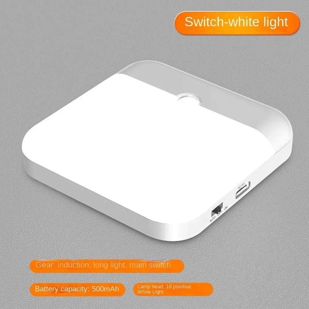 Motion Sensor Night Light USB Rechargeable LED Lamp for Home