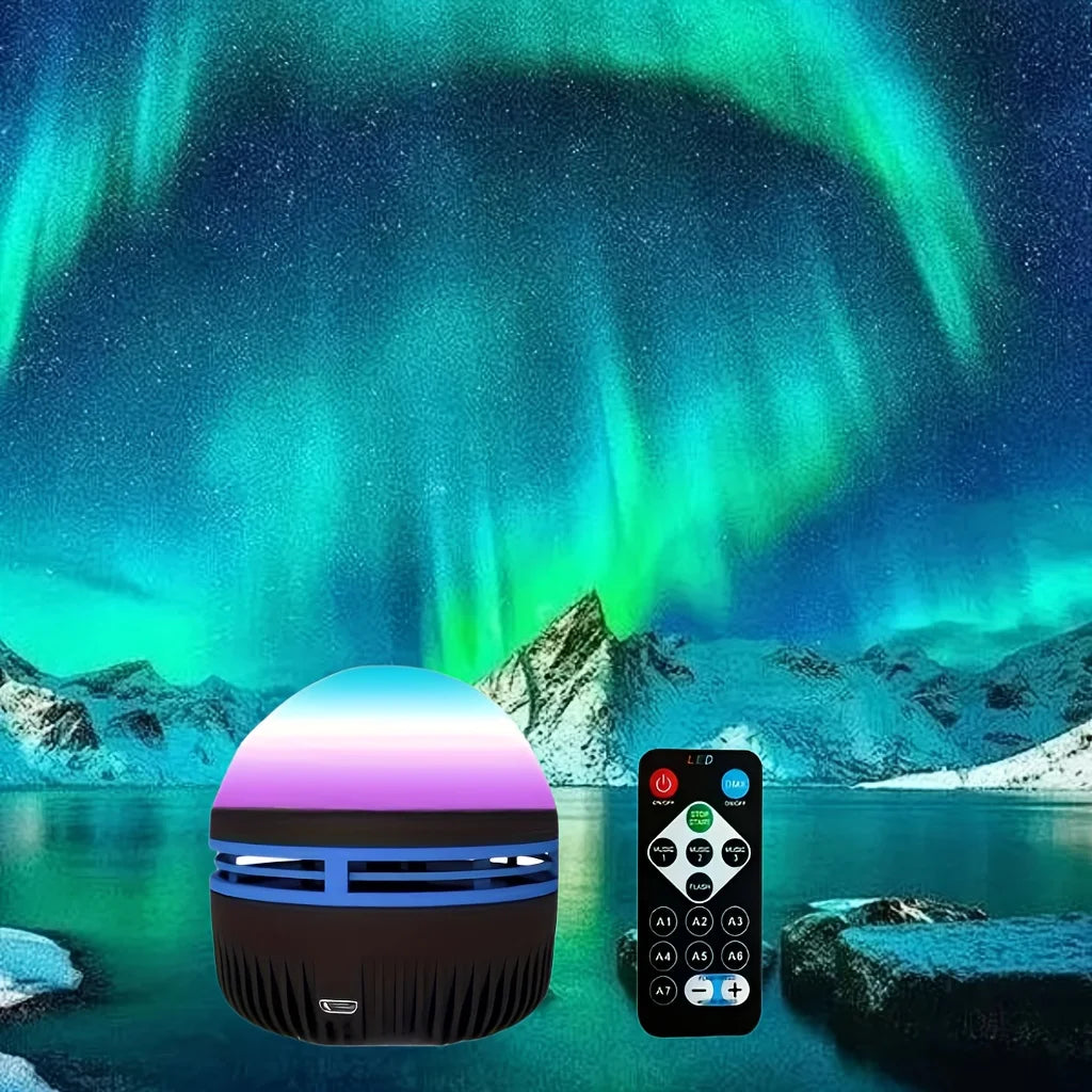 Galaxy Projector Aurora USB 360 Rotating RGB Night Light Remote