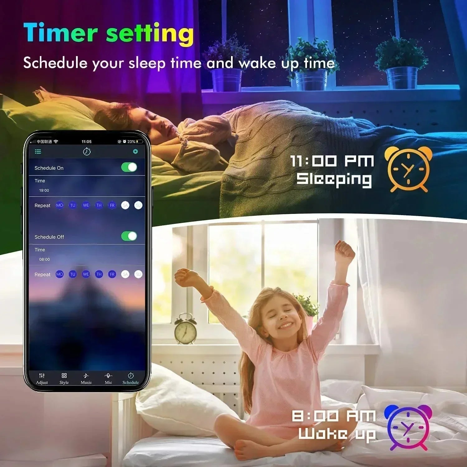 RGB LED Strip Lights USB 5V App Control Music Sync Room Decor