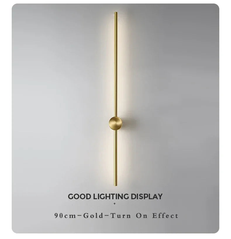 Nordic minimalist LED long wall light installed in a modern hallway with luxury interior décor.