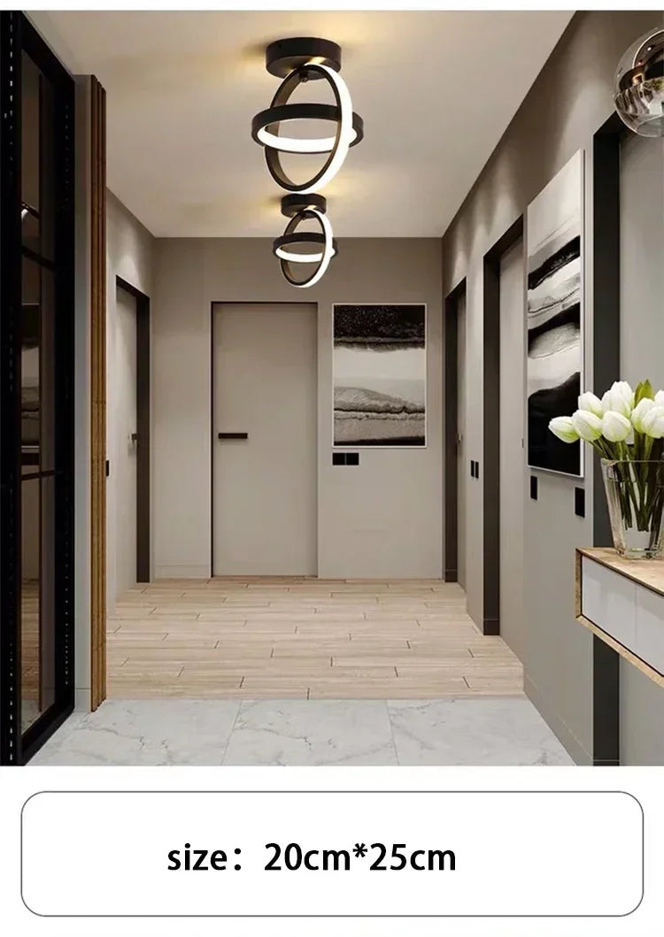 Modern linear LED ceiling light installed in a minimalist hallway with contemporary home décor.