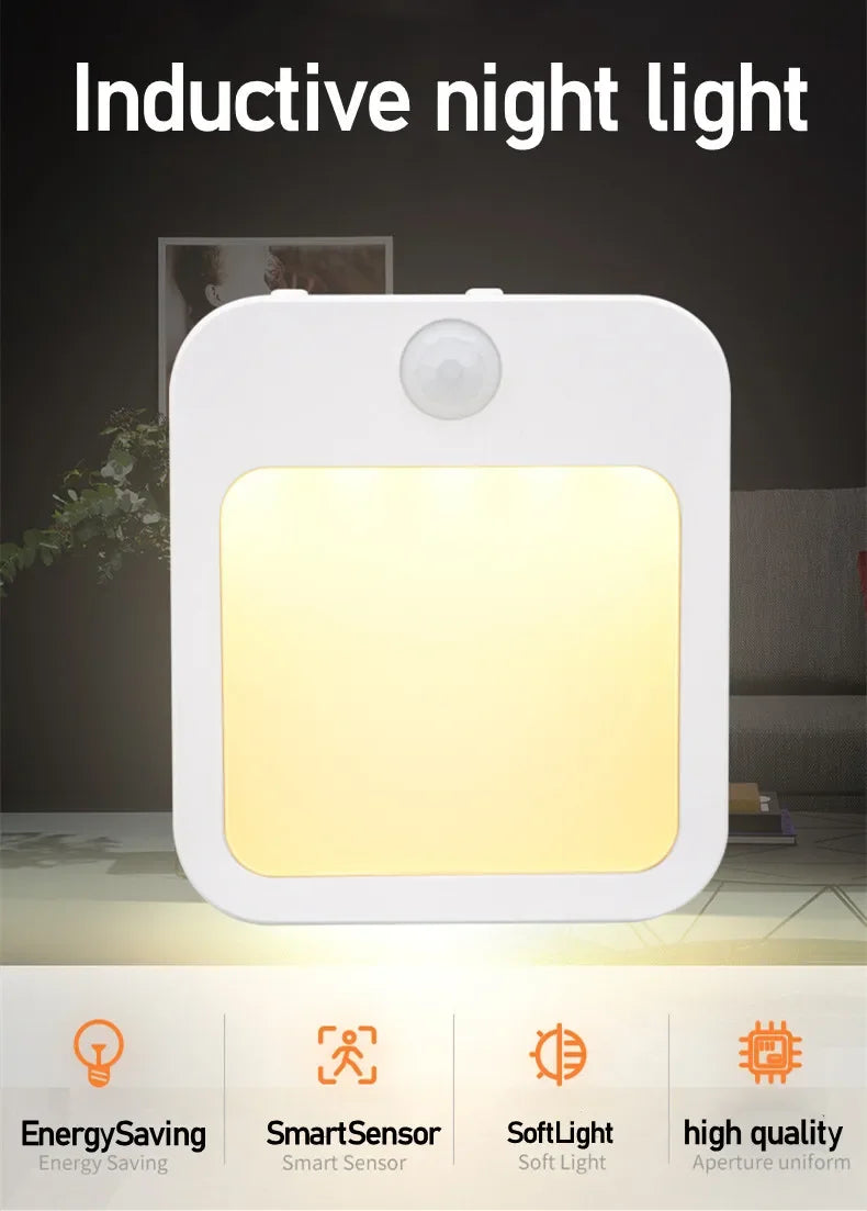 Motion Sensor Night Light EU Plug Dimmable LED Cabinet Lamp