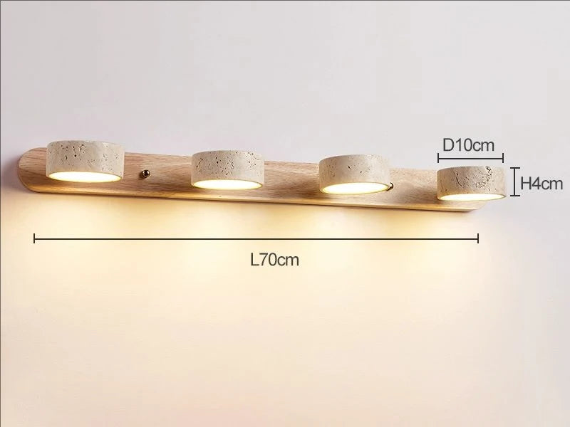 Rotatable LED Vanity Mirror Light Wabi Sabi Travertine Natural Stone Anti-Corrosion Rust-Proof Wall Lamp for Vanity Bathroom Dec