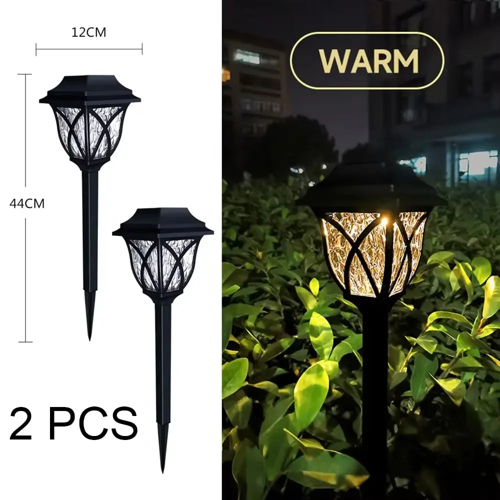 LED Solar Lawn Lights Outdoor Waterproof Warm Light 2 Pack