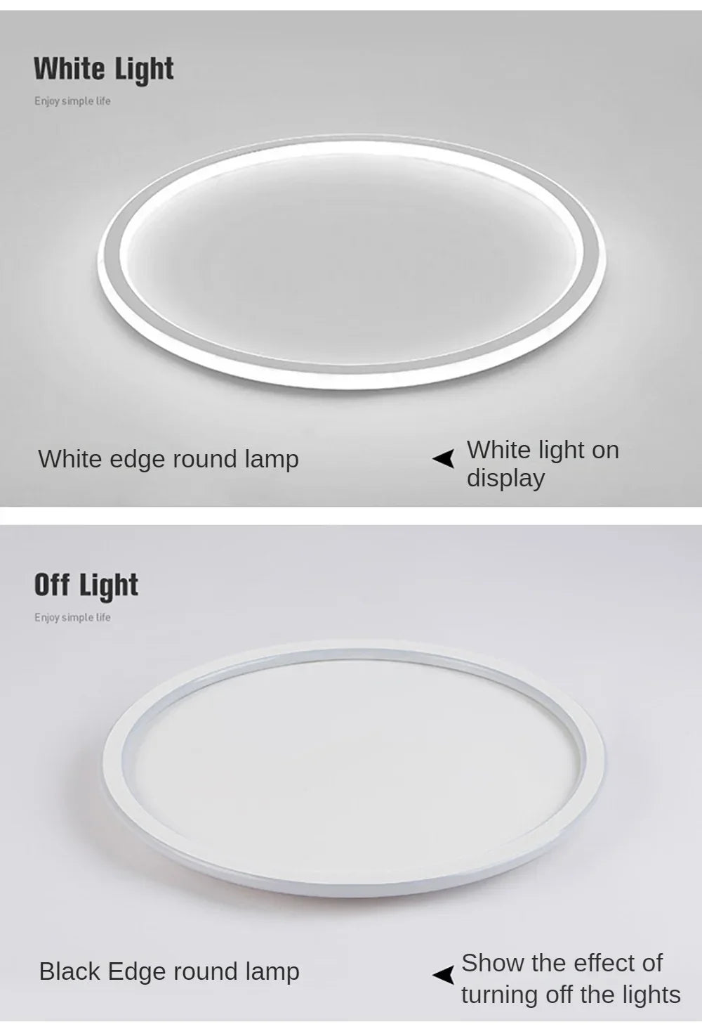Nordic minimalist LED ceiling light with remote control installed in a modern living room.