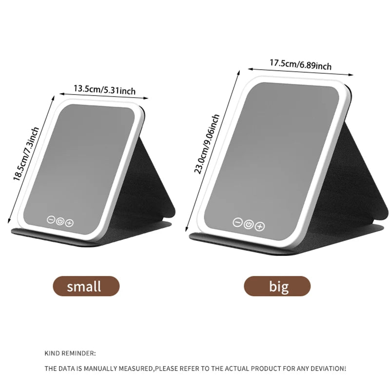 LED Makeup Mirror 3 Color Dimmable Touch Screen Rechargeable