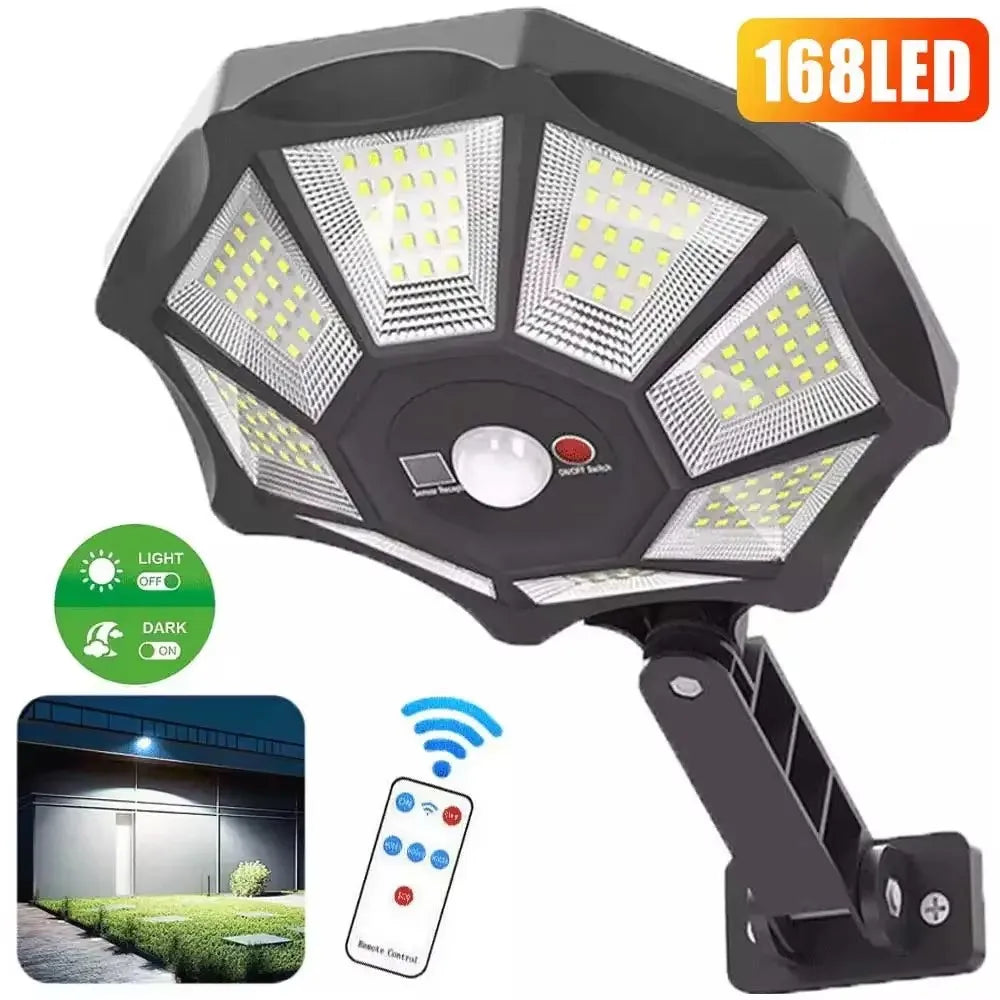 Solar flood light outdoor 168LED motion sensor IP65 waterproof