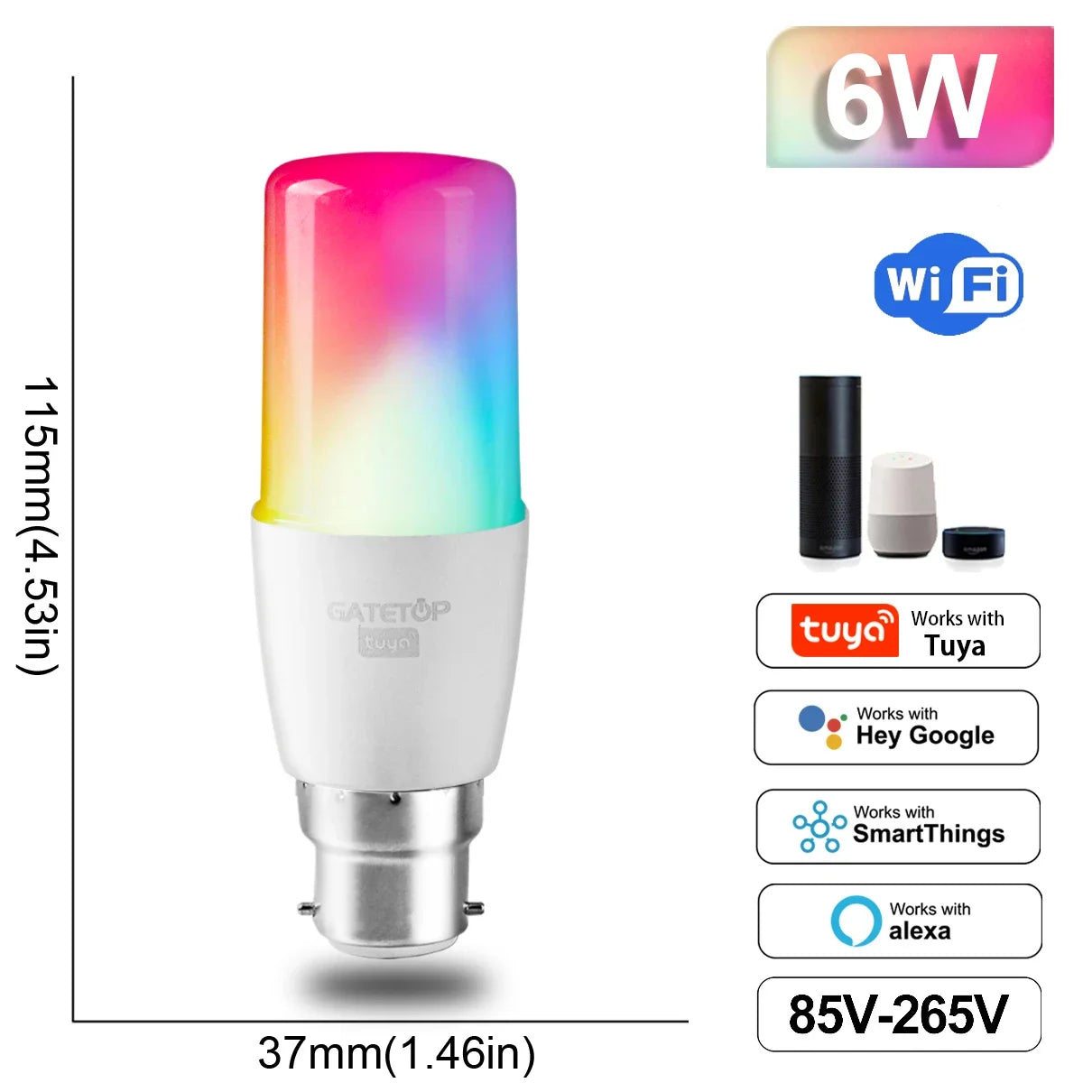 Smart RGB LED Bulb WiFi Dimmable Tuya Alexa Google Home