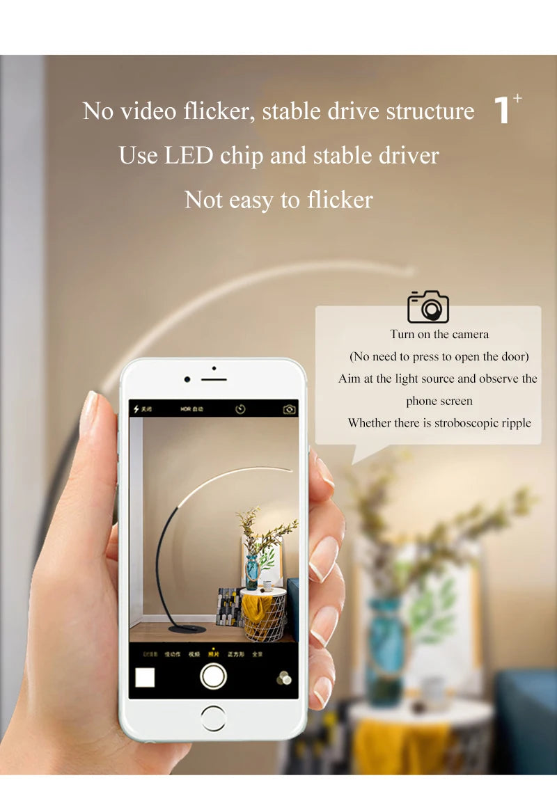 Nordic Modern Arc Shape Floor Lamp Led Dimmable Remote Control Standing Light For Living Room Bedroom Sofa Study Decor Lighting
