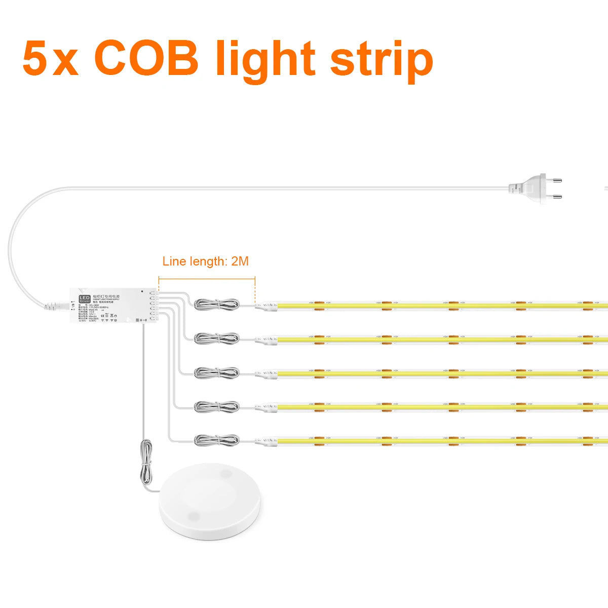 Under Cabinet LED Strip Light COB Dimmable Touch Sensor Closet Light