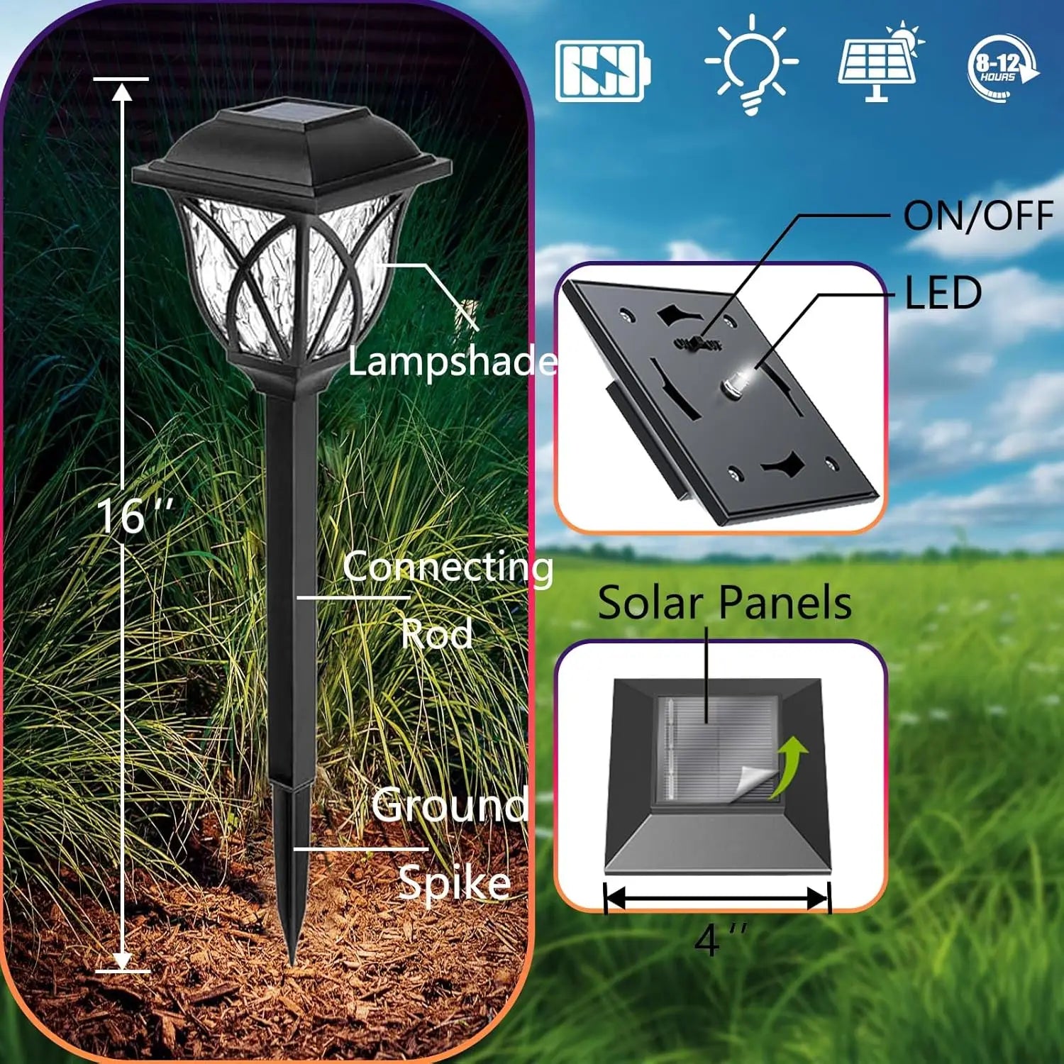 Solar Yard Lights Outdoor Waterproof LED Pathway Lights 1-10 Pack