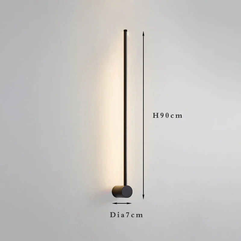 Nordic minimalist LED long wall light installed in a modern hallway with luxury interior décor.