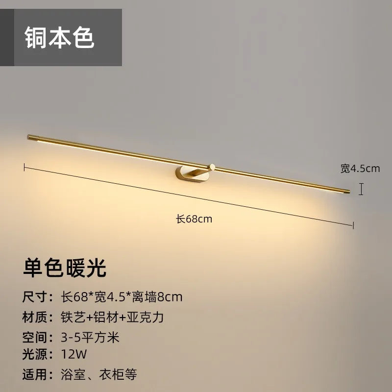 LED Mirror Bathroom long strip Wall Lamps Modern Bedroom Bedside Minimalist Ceiling Light Wall Sconces Decor Lighting Fixtures