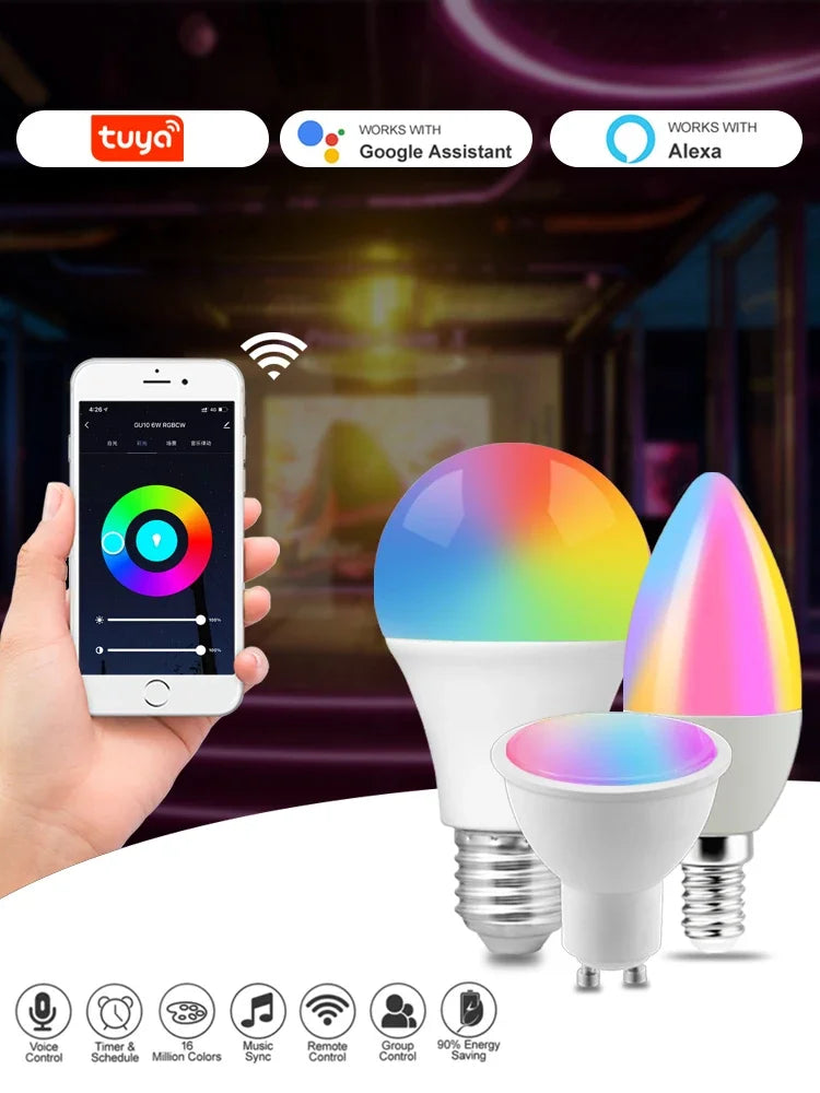 Smart RGB LED Bulb WiFi Dimmable Tuya Alexa Google Home