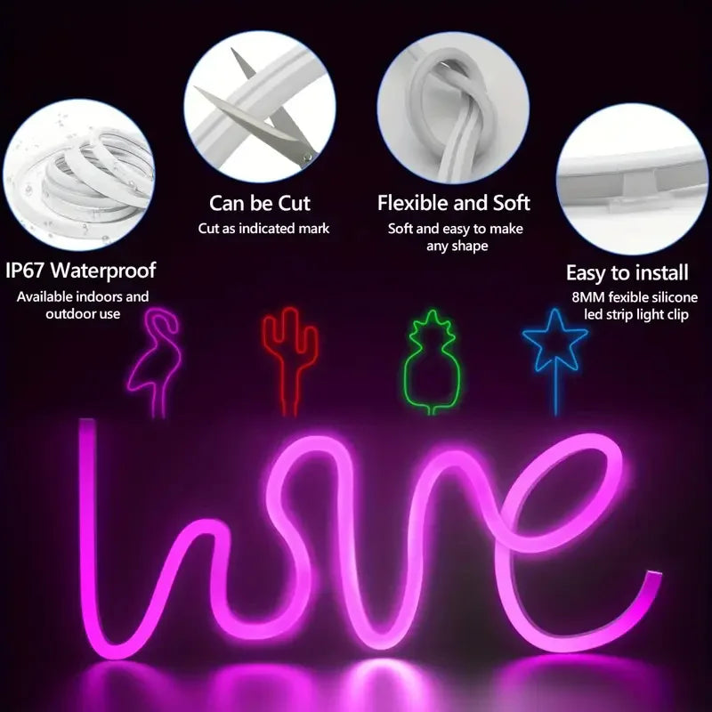 RGB Neon LED Strip 24V Bluetooth Music Sync Waterproof Rope Light