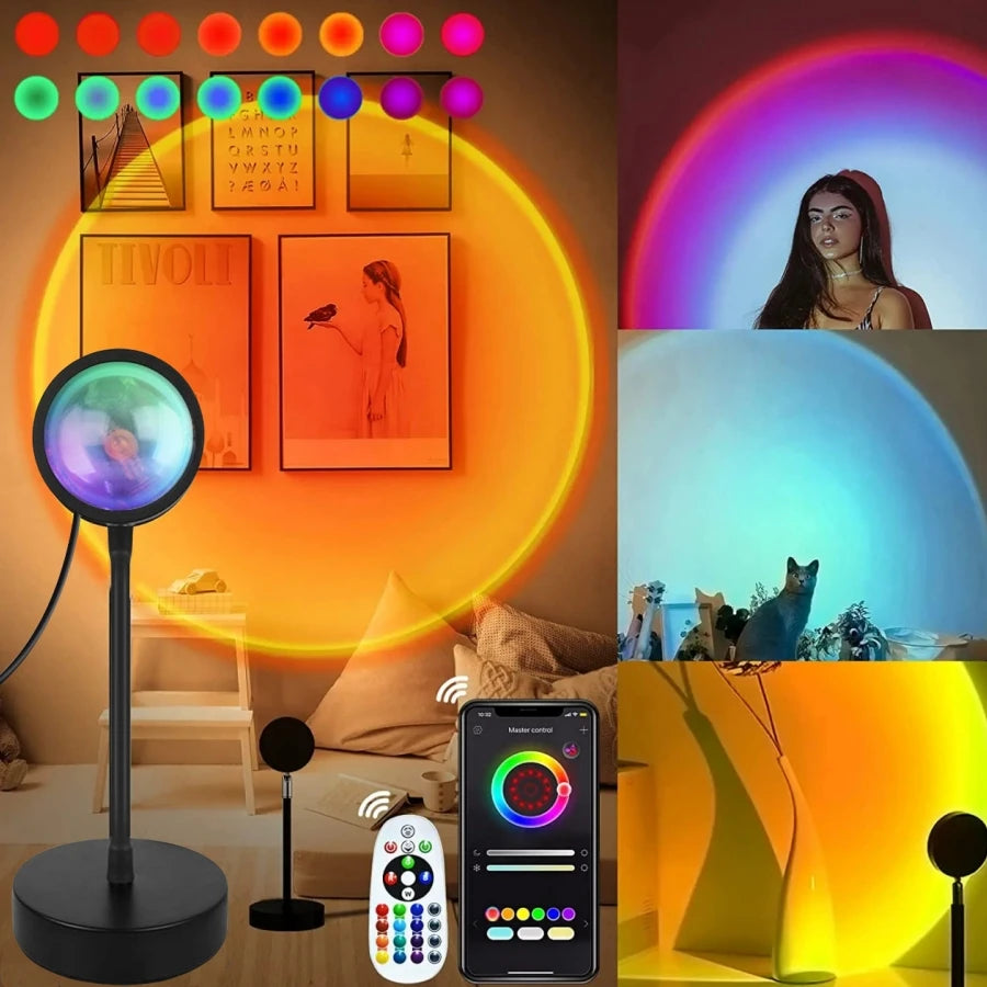 Smart Sunset Lamp RGB LED APP Remote USB Projection Light