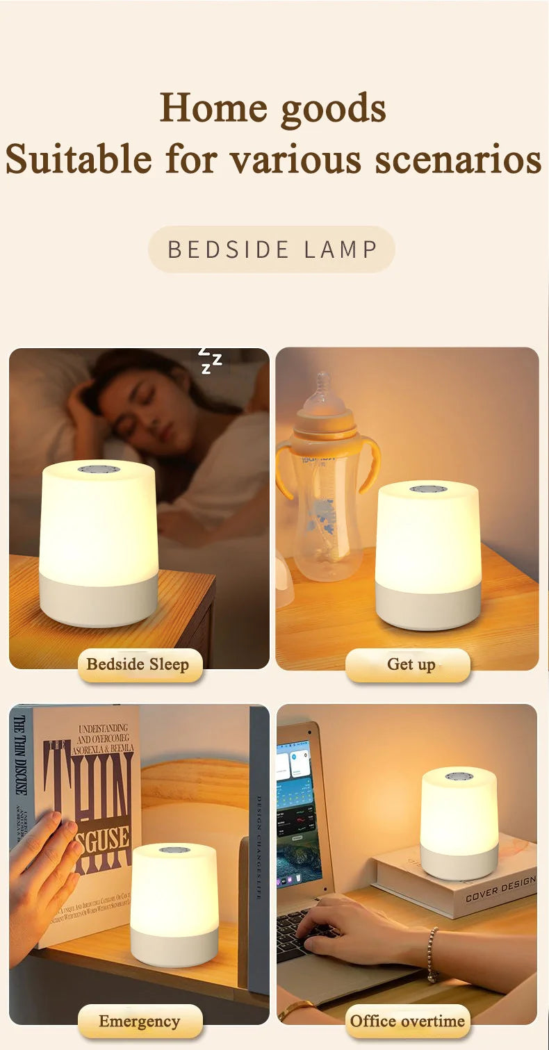 USB Touch Night Lamp LED Rechargeable Bedside Lamp Remote Control