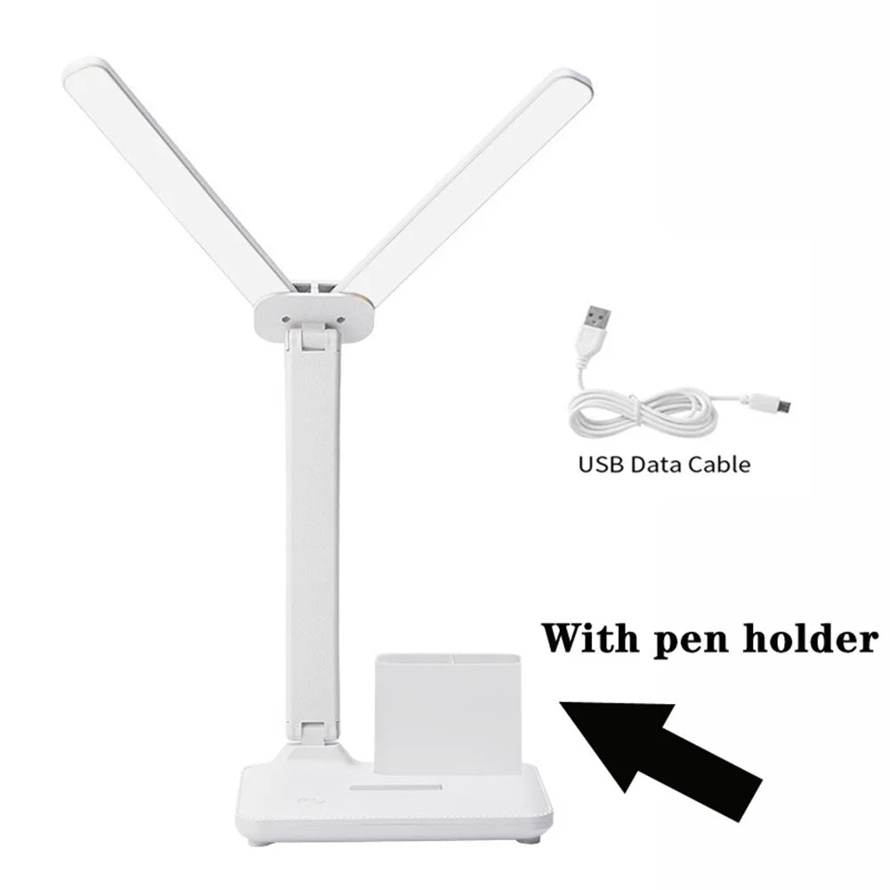 LED Desk Lamp with Clock, Calendar & Touch Dimmable Light USB