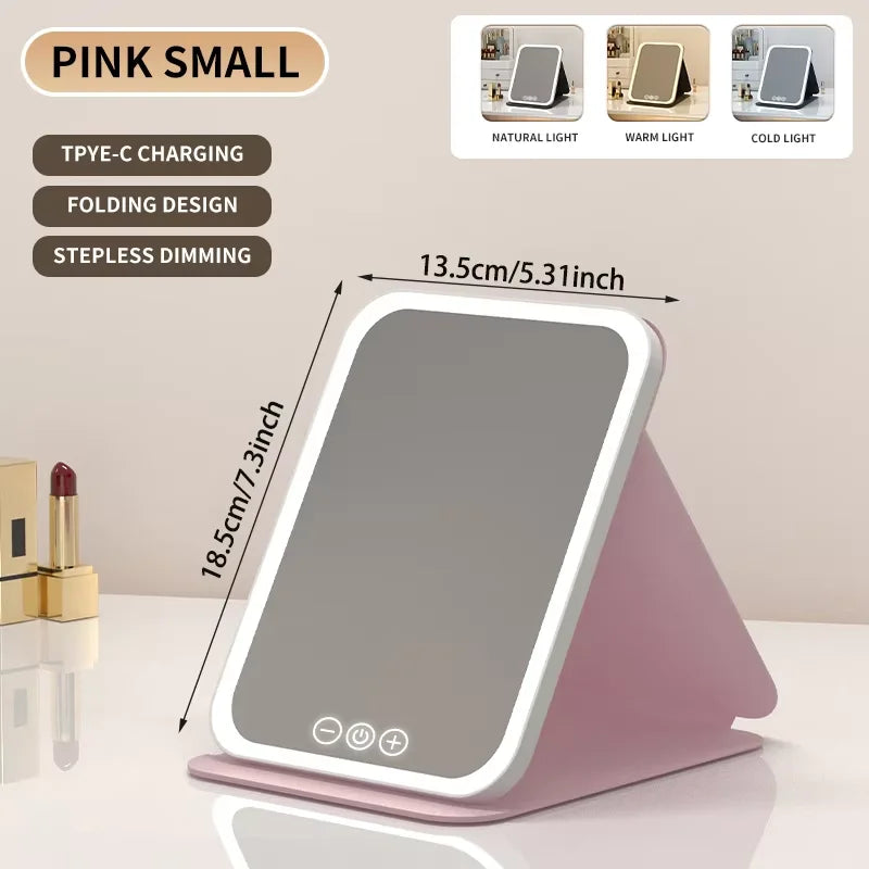 LED Makeup Mirror 3 Color Dimmable Touch Screen Rechargeable