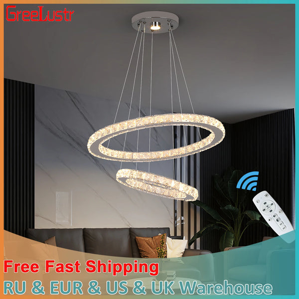 Luxury Crystal Ring LED Chandelier for Living & Dining Room Decor