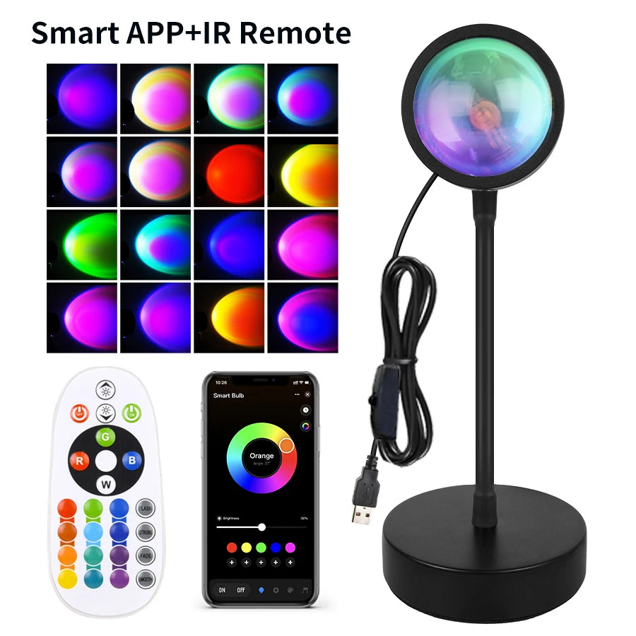 Smart Sunset Lamp RGB LED APP Remote USB Projection Light