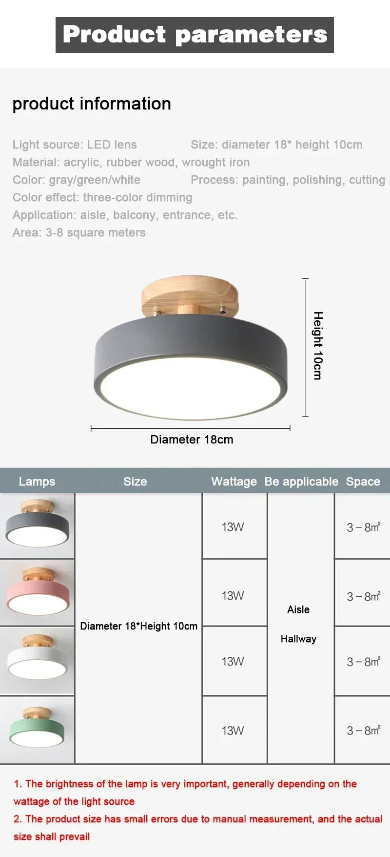 Nordic wood round LED ceiling light installed in a modern hallway with Scandinavian-inspired interior décor.