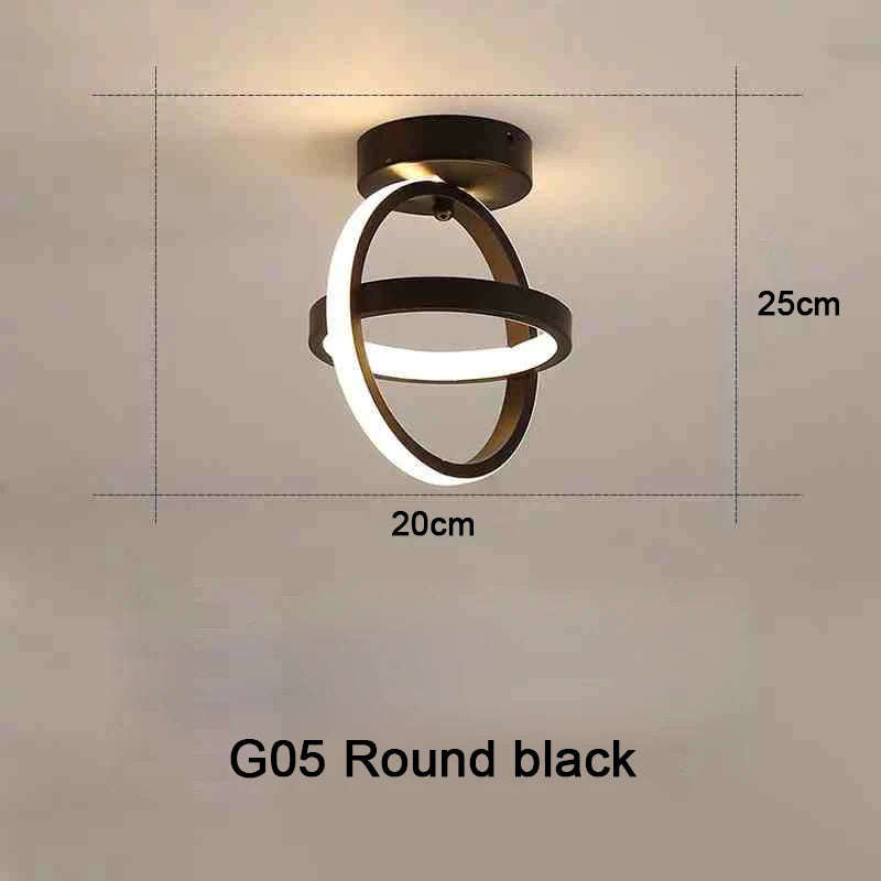 Modern 2 ring LED ceiling light installed in a stylish hallway with contemporary interior décor.
