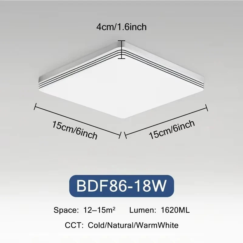 Modern Square LED Ceiling Light dimensions and specifications for optimal lighting in various spaces.