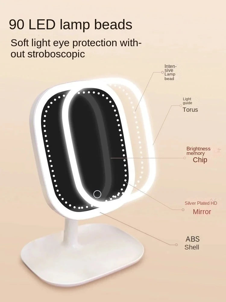 Rechargeable LED Vanity Mirror 3 Color Dimmable Touch Makeup Mirror