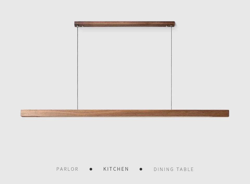 Modern LED Chandelier Black Walnut Wooden Dining Room Kitchen Island Long Hanging lights Restaurant Office Coffee Home Lighting