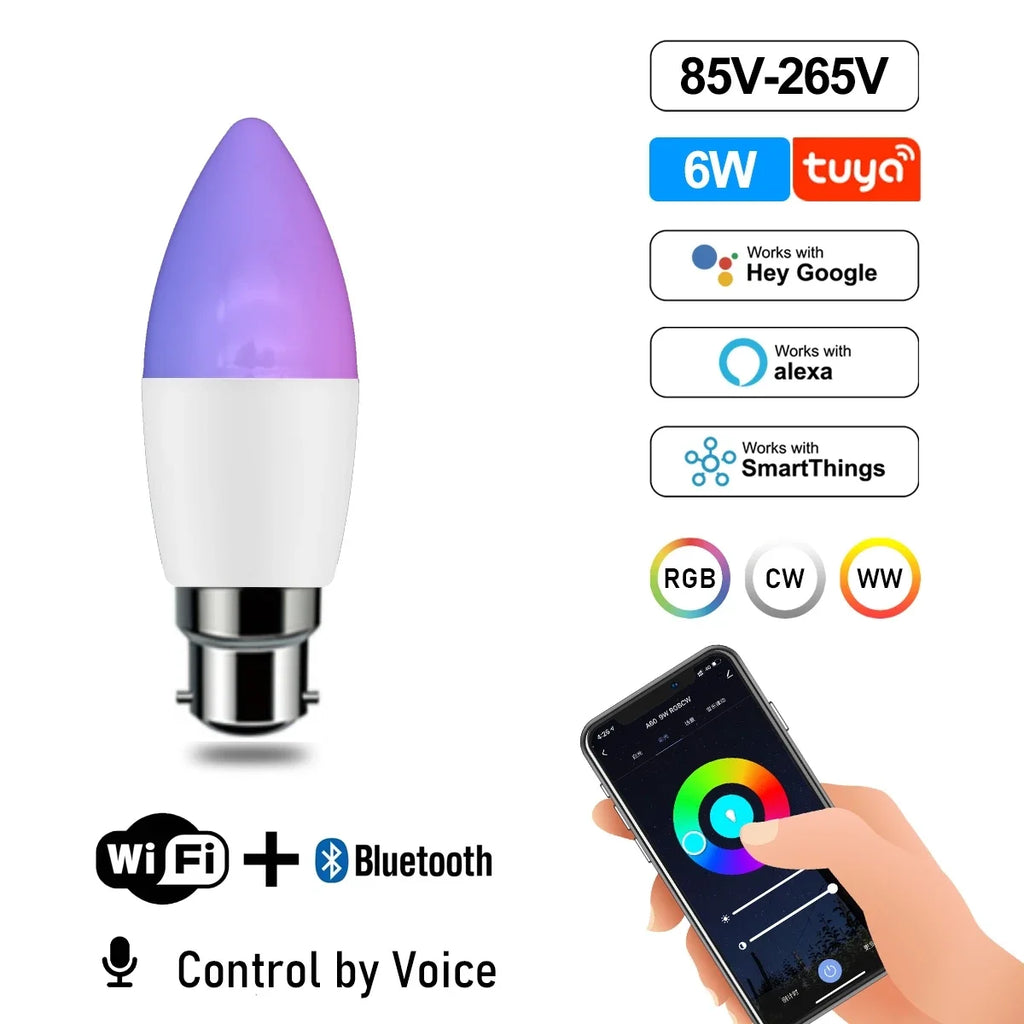 Smart RGB LED Bulb WiFi Dimmable Tuya Alexa Google Home