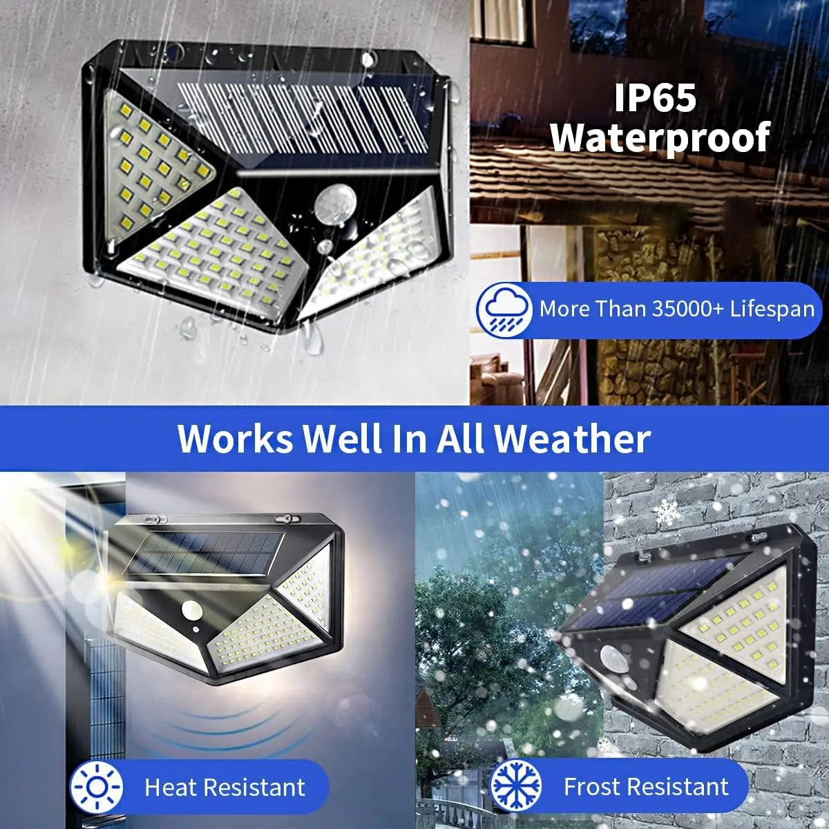 Solar Motion Sensor Security Light 100 LED Outdoor Waterproof PIR