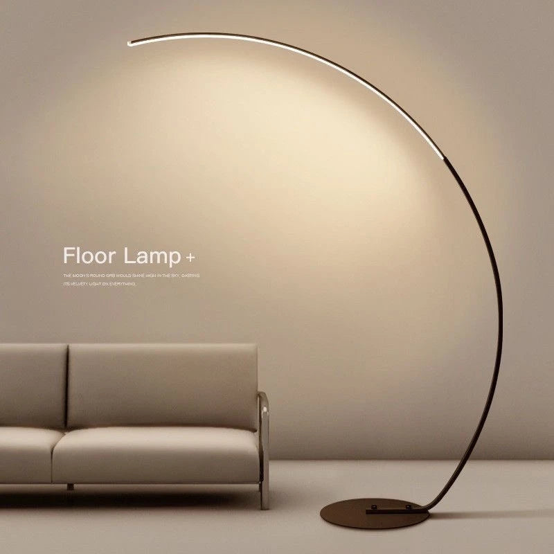 Nordic Modern Arc Shape Floor Lamp Led Dimmable Remote Control Standing Light For Living Room Bedroom Sofa Study Decor Lighting