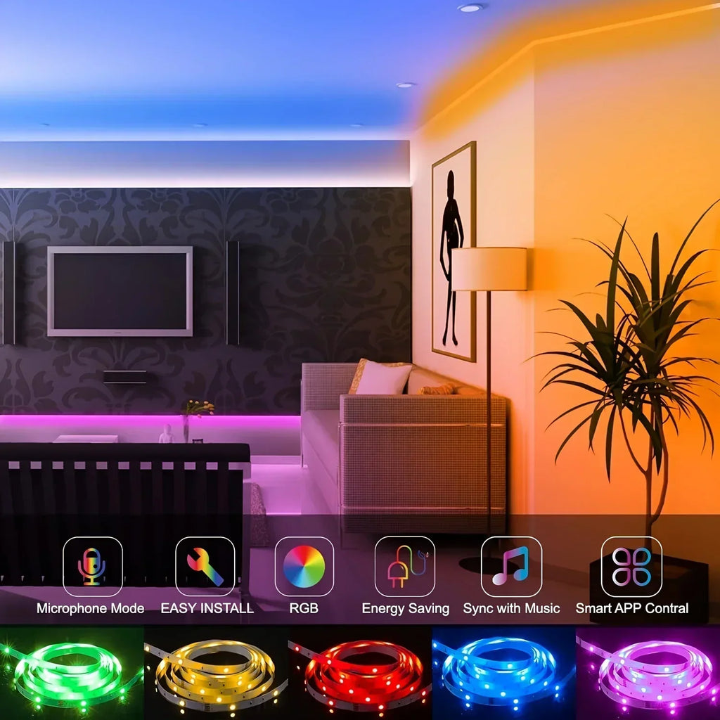 RGB LED Strip Lights USB 5V App Control Music Sync Room Decor