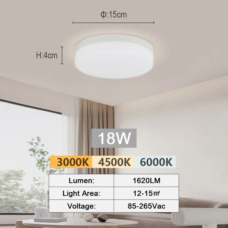 Modern dimmable LED flush mount ceiling light with adjustable white lighting in a contemporary living room.