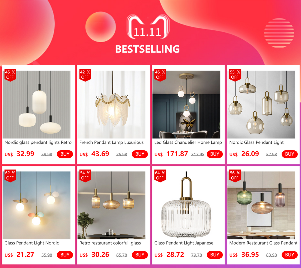 Nordic Glass Pendant Light featured among bestselling decorative lighting options for home and restaurants.