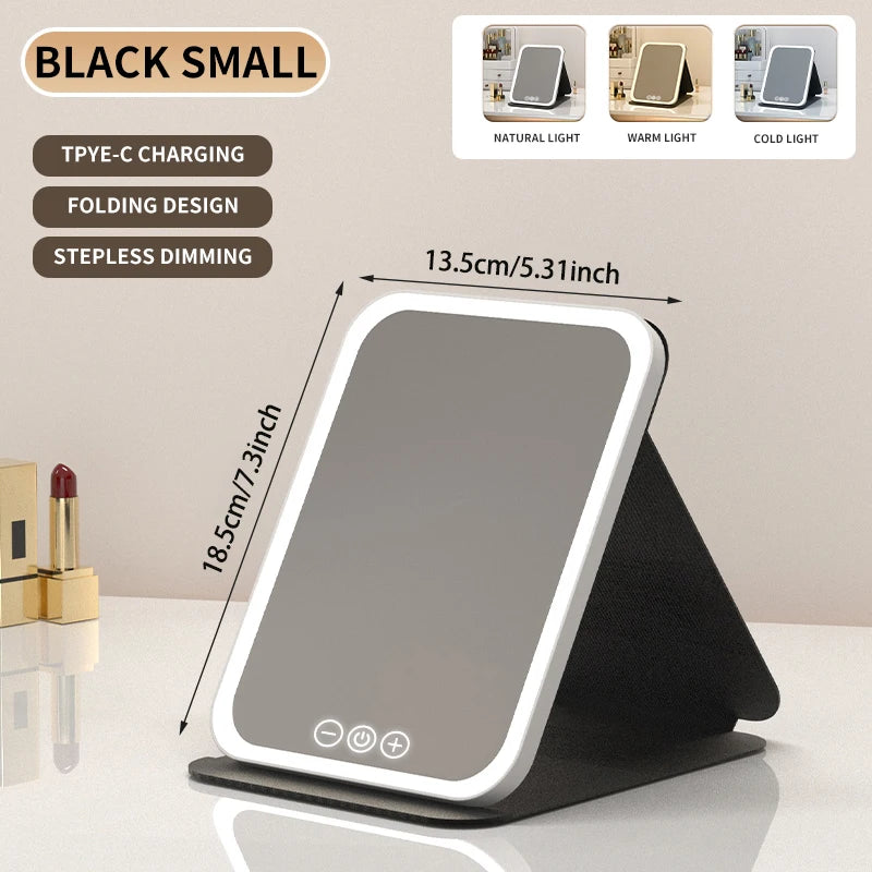 LED Makeup Mirror 3 Color Dimmable Touch Screen Rechargeable
