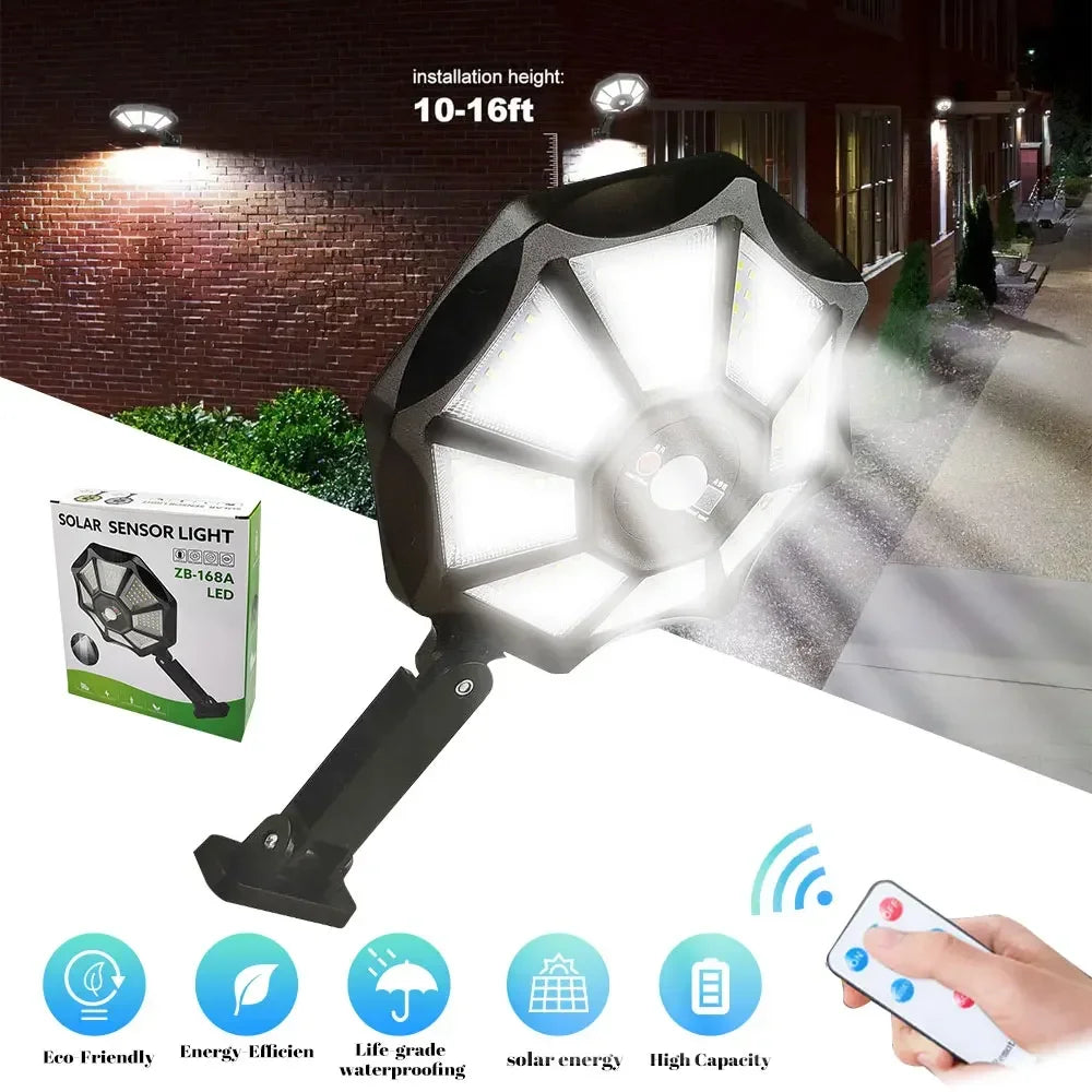 Solar flood light outdoor 168LED motion sensor IP65 waterproof