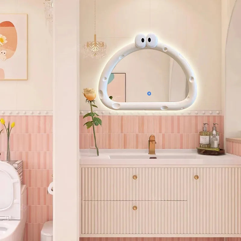 Cute Modern Mirror Bathroom Decoration Art Vanity Shower Aesthetic Irregular Makeup Mirror Hanging Funky Spiegels Home Products