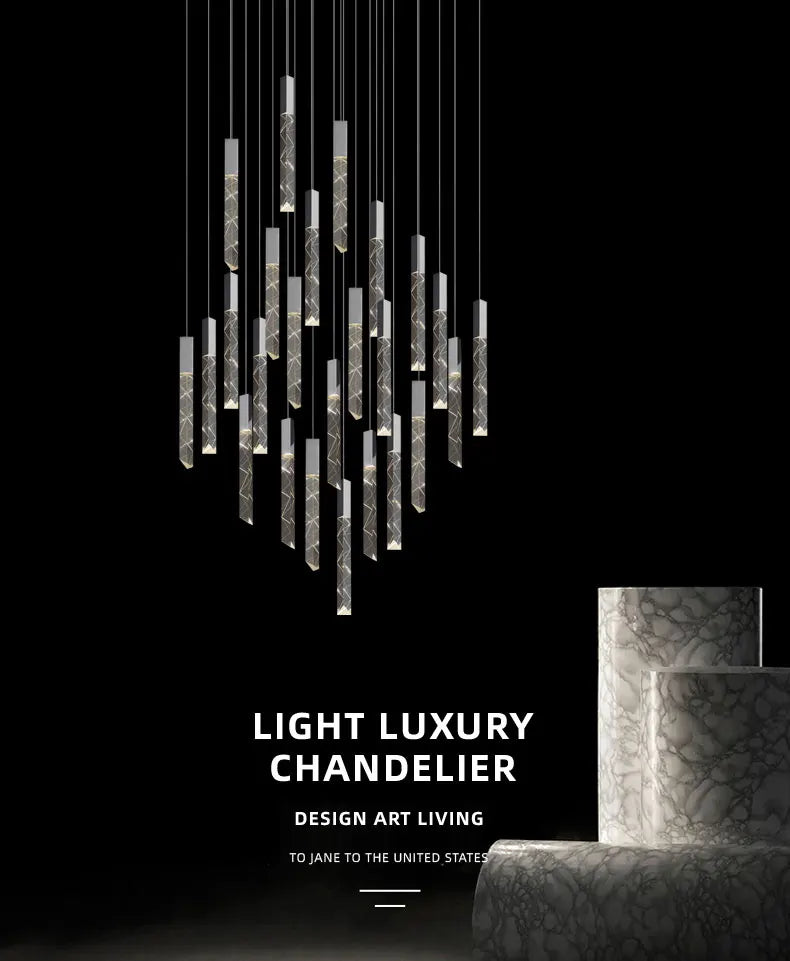New Staircase Chandelier LED Modern Duplex Loft Spiral Long Chandelier Creative Villa Living Room Bedroom Hanging Crystal Light