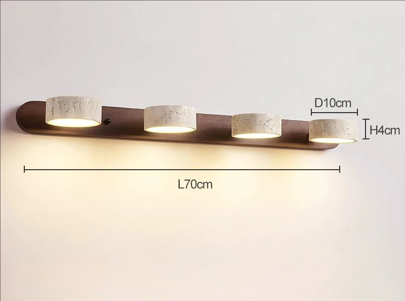 Rotatable LED Vanity Mirror Light Wabi Sabi Travertine Natural Stone Anti-Corrosion Rust-Proof Wall Lamp for Vanity Bathroom Dec