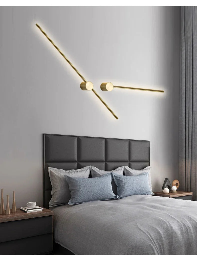 Nordic minimalist LED long wall light installed in a modern hallway with luxury interior décor.